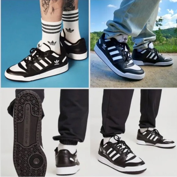 ADIDAS ORIGINALS Forum Low Core Black Cloud White - Picture 1 of 10